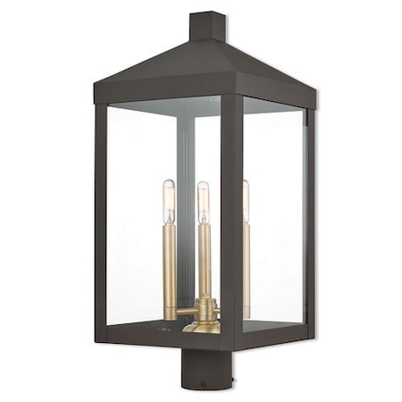 Livex Lighting Nyack 3 Light Bronze Outdoor Post Top Lantern 20586-07